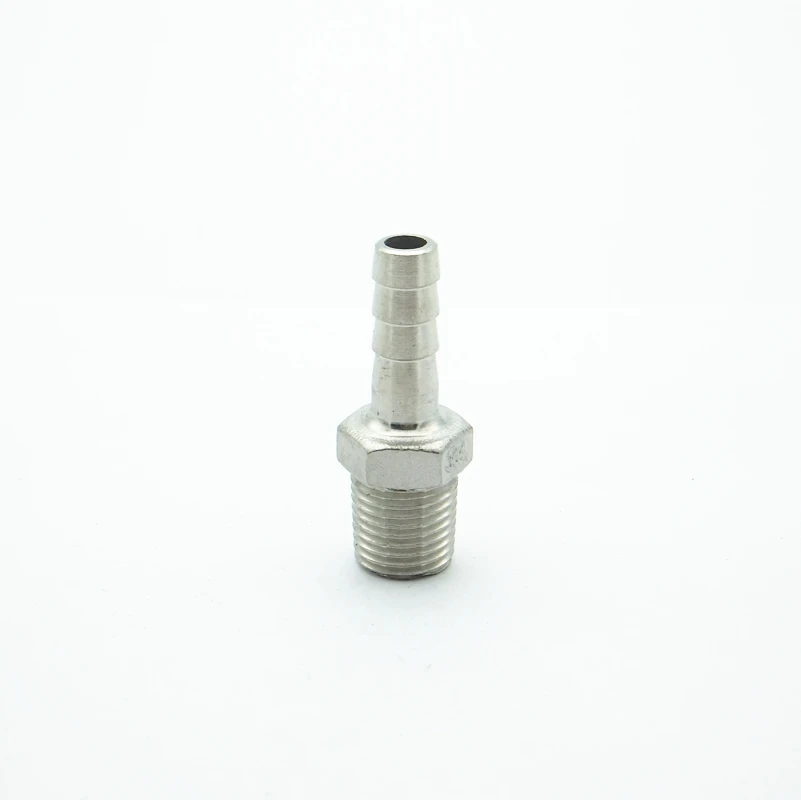 

1/4" BSP Male Thread x 8mm Hose Barb Tail 304 Stainless Steel Hex Hose Nipple Barbed Pipe Fitting Connector For Water Oil Air