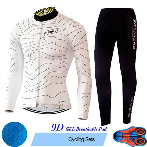 Phtxolue, набор для велоспорта, Мужская одежда для велоспорта, одежда для велоспорта, дышащая, анти-УФ, одежда для велоспорта, с длинным рукавом, наборы для велоспорта - Цвет: Cycling Set