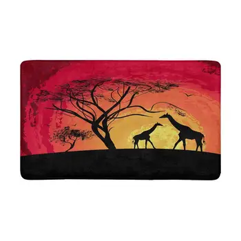 

Giraffe Sunset in Africa Landscape Indoor Entrance Doormat