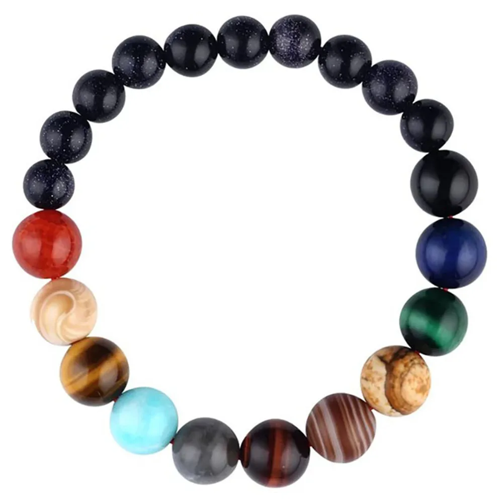 Eight Planets Natural Stone Bracelet Universe Yoga Chakra Galaxy Solar Lovers System Bracelets For MenOrWomen JewelryAnniversary - Окраска металла: Women Style 68mm