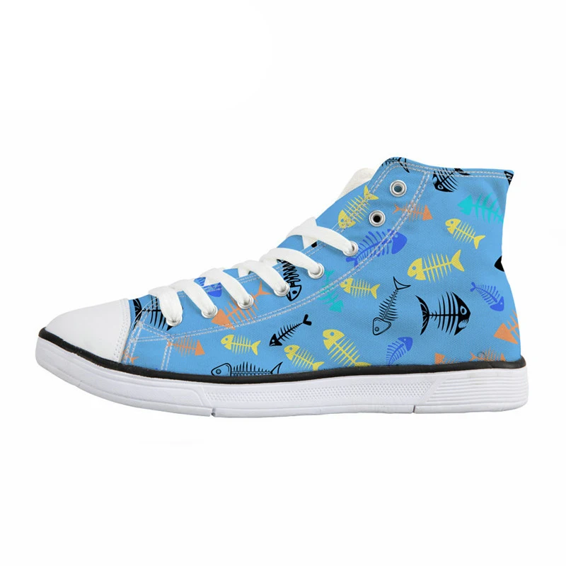

NOISYDESIGNS Cute Cartoon Fish Design Women High Top Vulcanize Shoes Casual Lace Up Canvas Shoes Girls Teens Sneakers Female