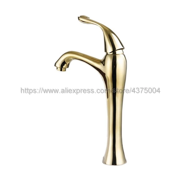 Bathroom Faucet Golden Basin Faucet Deck Mounted Single Handle Single Hole Hot And Cold Water Tap Ngf026