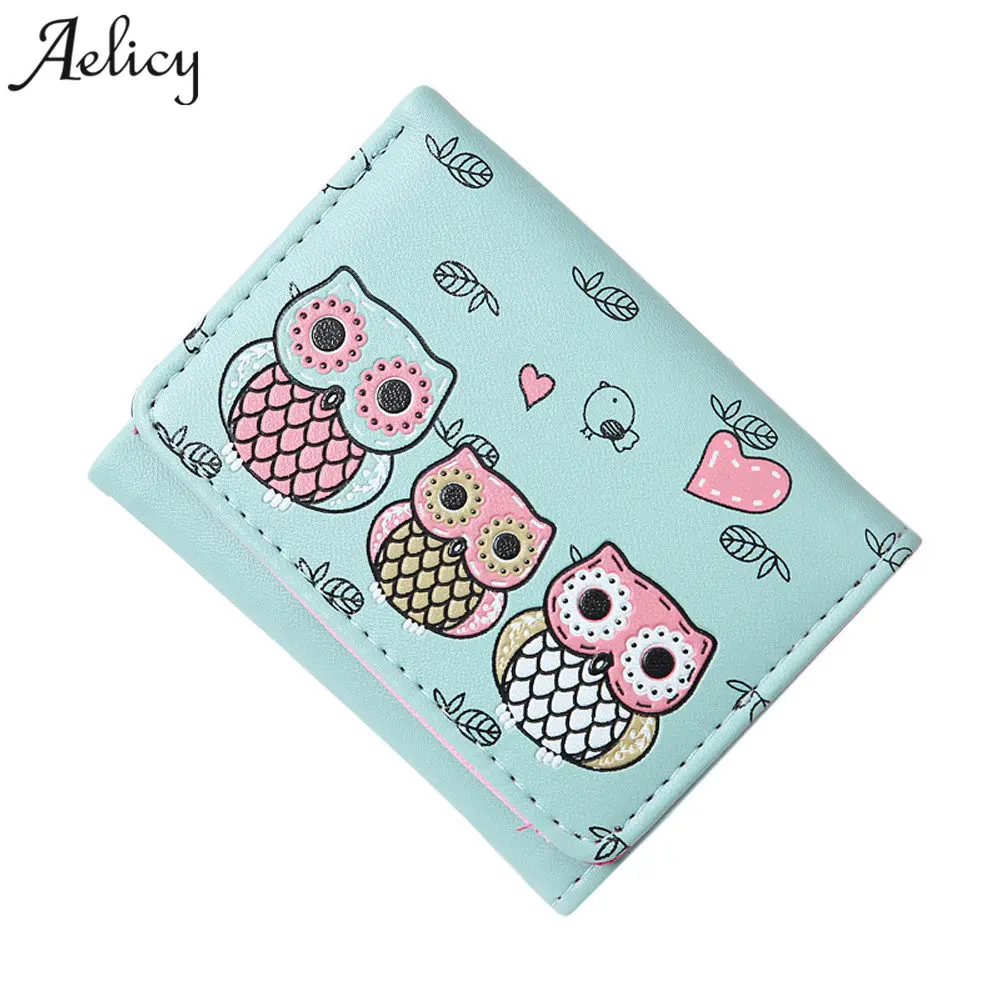 

Aelicy Women Cute Owl Printing Small Girl Wallet Brand Designed PU Leather Women Coin Purse Female Wallet for Credit Cards