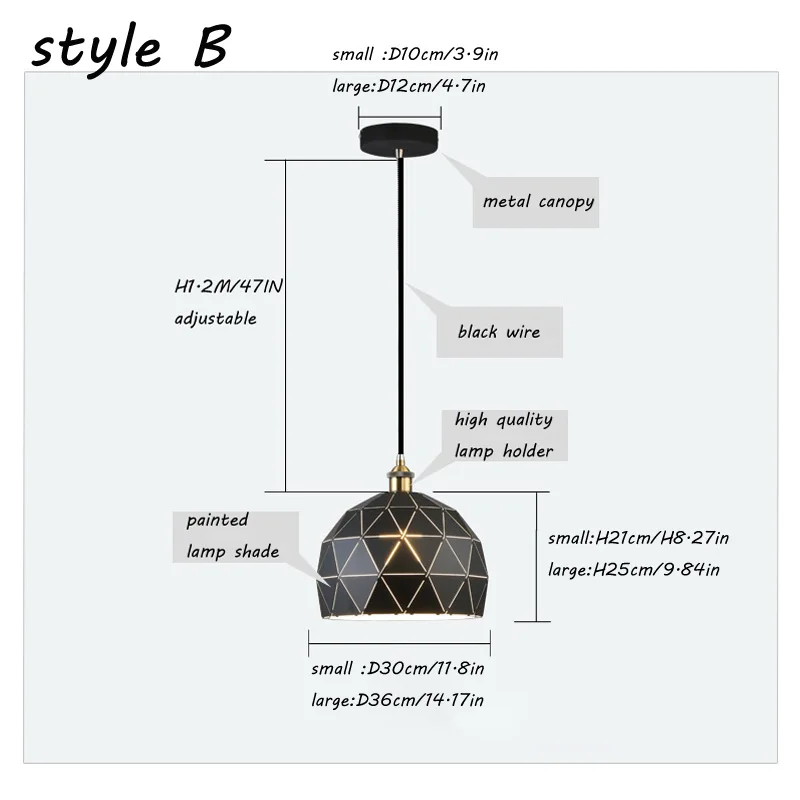 Post Modern Pendant Light Painted Metal Hanging Drop Lights Home Retro Industrial Pendant Lamp Silver Black White E27 E26 Lights (18)