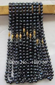 

Jewelry 0015205 HUGE AAA 10PC south sea 8-9MM Black pearl necklace 18"KGP gold clasp