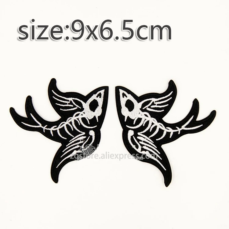 

Embroidery Patches Skull Swallow Iron on 9x6.5cm DIY Appliques Accessory