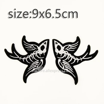 

Embroidery Patches Skull Swallow Iron on 9x6.5cm DIY Appliques Accessory