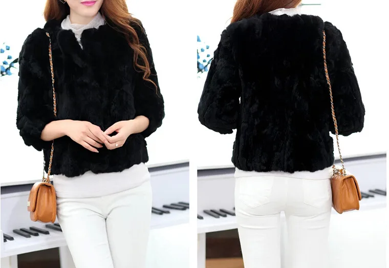 HCYO Autumn Winter Women Short Coat Plus Size Three Quarter Covered Button Slim Fur Coat Casual Jacket Woman Short Coat Warm  (10)