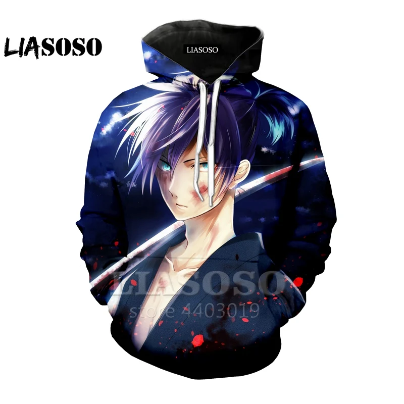 LIASOSO, новинка, аниме, Noragami Yato, Повседневный, 3D принт, для женщин и мужчин, с капюшоном, толстовки, пуловеры, Harajuku, хип-хоп, A047-04