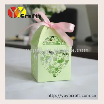 

Party decoration laser cut luxury candy packaging box with free ribbon