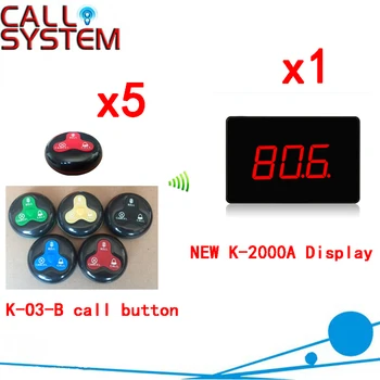 

Wireless Calling System Wireless Table Waiter Service Call Server Buttons With Best Price For Hotel(1 display+5 call button)