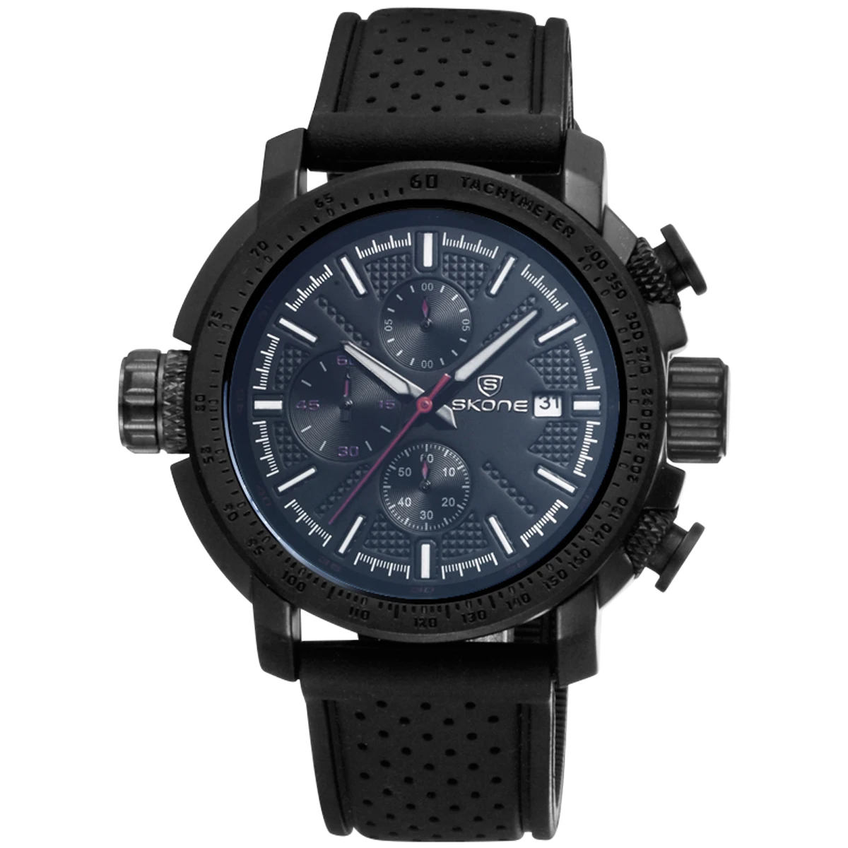 

SKONE Silicone Strap Date Chronograph Brand Multifunction Casual Quartz Sport Watches For Men