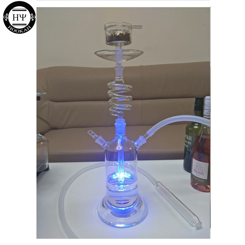 LED SPIRAL GLASS HOOKAH SHISHA LED LIGHT REMOTE CONTROL RUSSIA USA