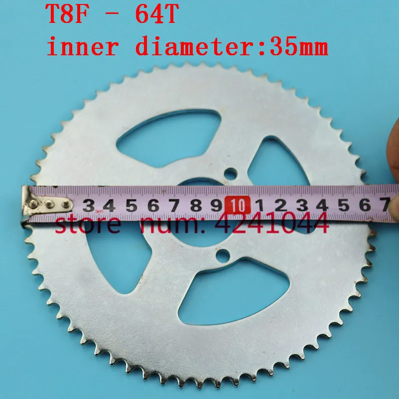 T8F 64T Rear chain Sprocket Silver 35mm 64 Tooth For 47cc 49cc Mini Dirt Baby Cross Motard Bikes Motoparts