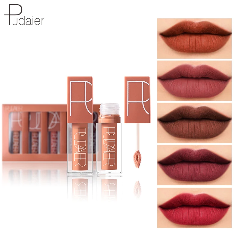 

Pudaier Lip gloss Lip Tint Makeup Matte Lipstick Nude Velvet Rouge a Levres Liquide Mat Lipgloss pinturas de labios Maquiagem