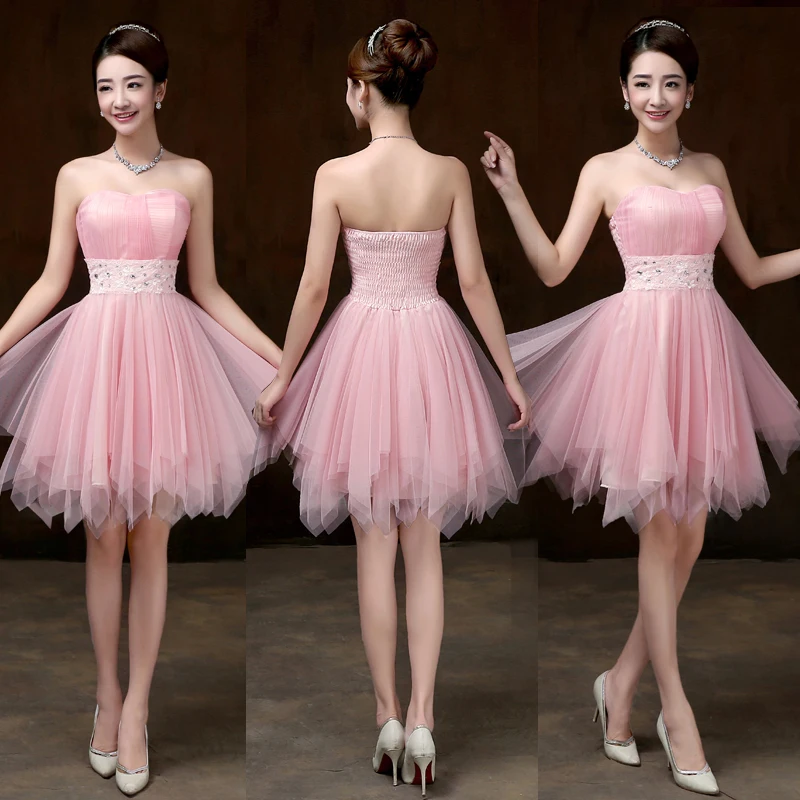 champagne pink prom dress