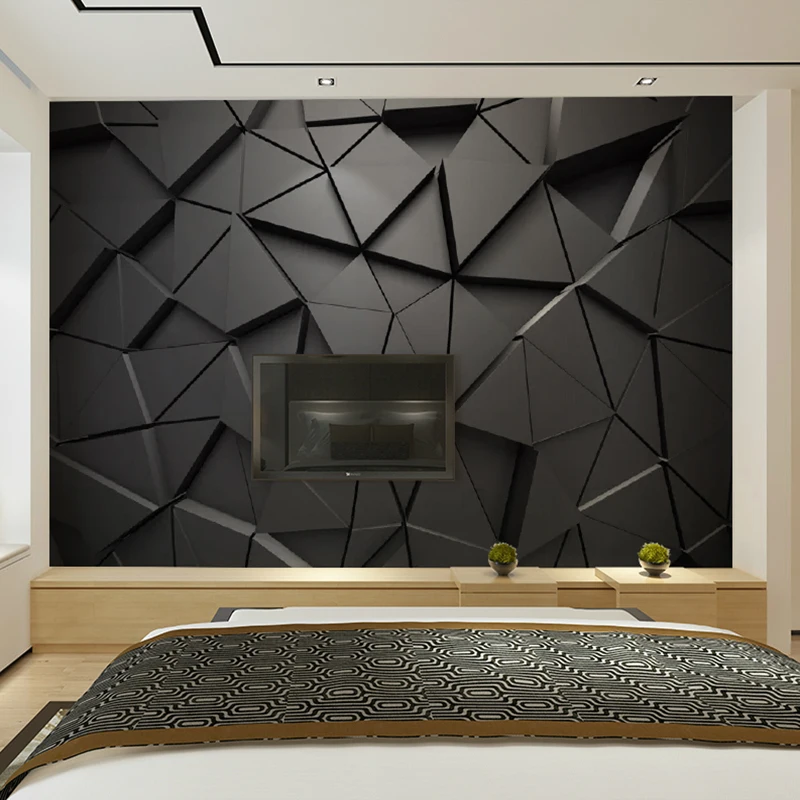 3D Wallpaper Mural Modern Creative 3D Geometric Abstract Gray Triangle Large Mural Living Room TV Wall Home Decor Wall Cloth Fresco