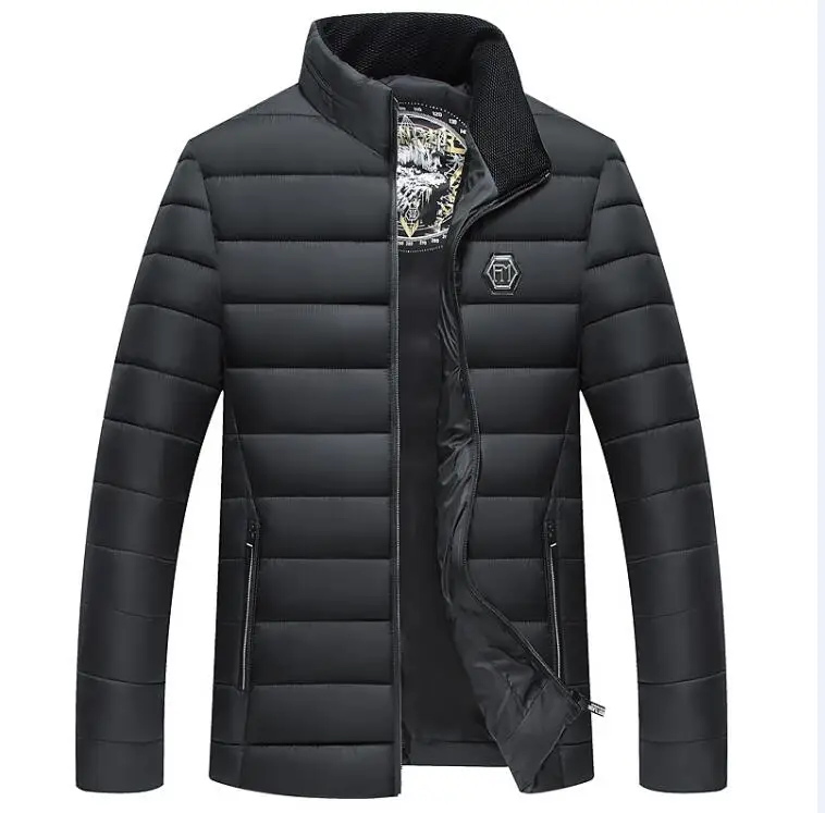 ZOEQO Новая повседневная осенняя и зимняя куртка мужская Homme мужские парки со стоячим воротником для мужчин модное однотонное пальто с подкладкой - Цвет: black