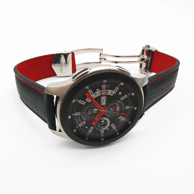 AKGLEADER углеродного волокна часы с ремешком из натуральной кожи, ремешок для samsung Galaxy Watch 46/42 мм Шестерни S3 классический Frontier huawei GT 22 мм