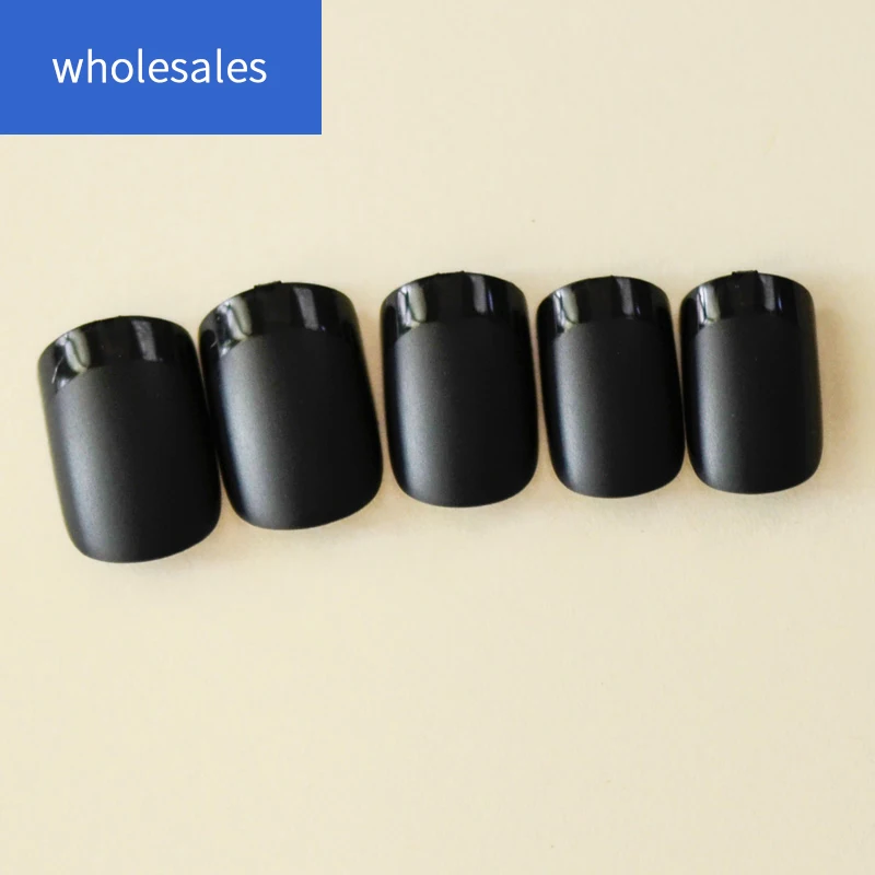 

WHS- black matte fake nails french style square false nails tips