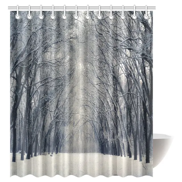 Aplysia Farm House Decor Shower Curtain Set Beautiful Winter Alley by