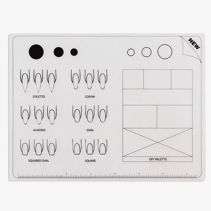 Коврик для рисования ногтей моющийся DIY Мягкий Складной дизайн ногтей силиконовый коврик для штамповки обратная пластина#0115