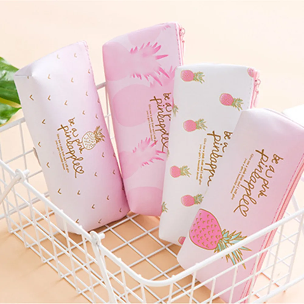 1 шт. Kawaii из искусственной кожи чехол с рисунком ананаса подарок школьный пенал