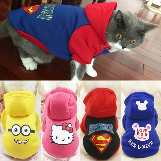 Cartoon cat hooded sweater cat coat jacket kitten pet overalls cat clothes pet clothing