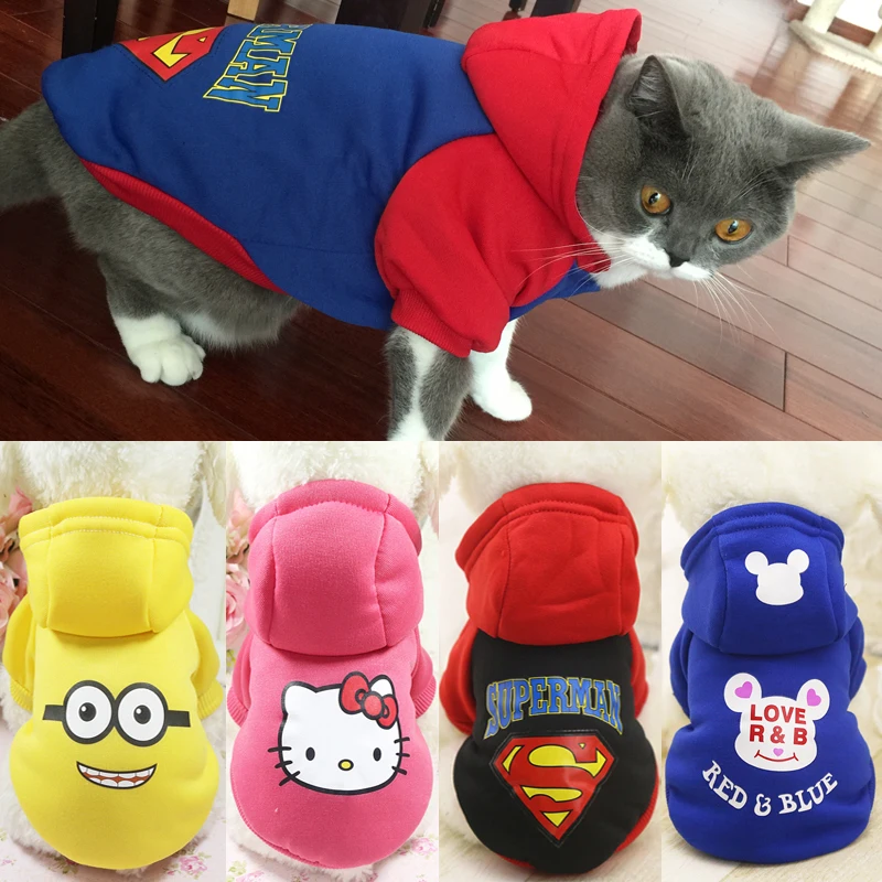 

Cartoon cat hooded sweater cat coat jacket kitten pet overalls cat clothes pet clothing