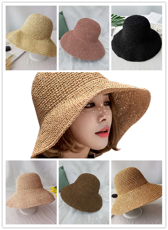 NEW Lady Summer Sun Visor Straw Hat Women Sun Hat Boater Floppy Cap Female Summer Hat Straw Beach 6 Colors