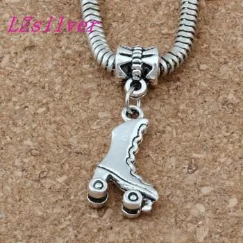 

50pcs/lot Zinc alloy metal 3D Roller Skates Charms Pendant Big Hole Beads Fit European Charm Bracelet Jewelry 11.5X32.5MM A-118a