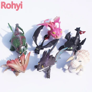 

Rohyi Retail 7pcs/Set Full set Movie How To Train Your Dragon 2 PVC Action Figures Night Toothless Fury dragon Toys For Children