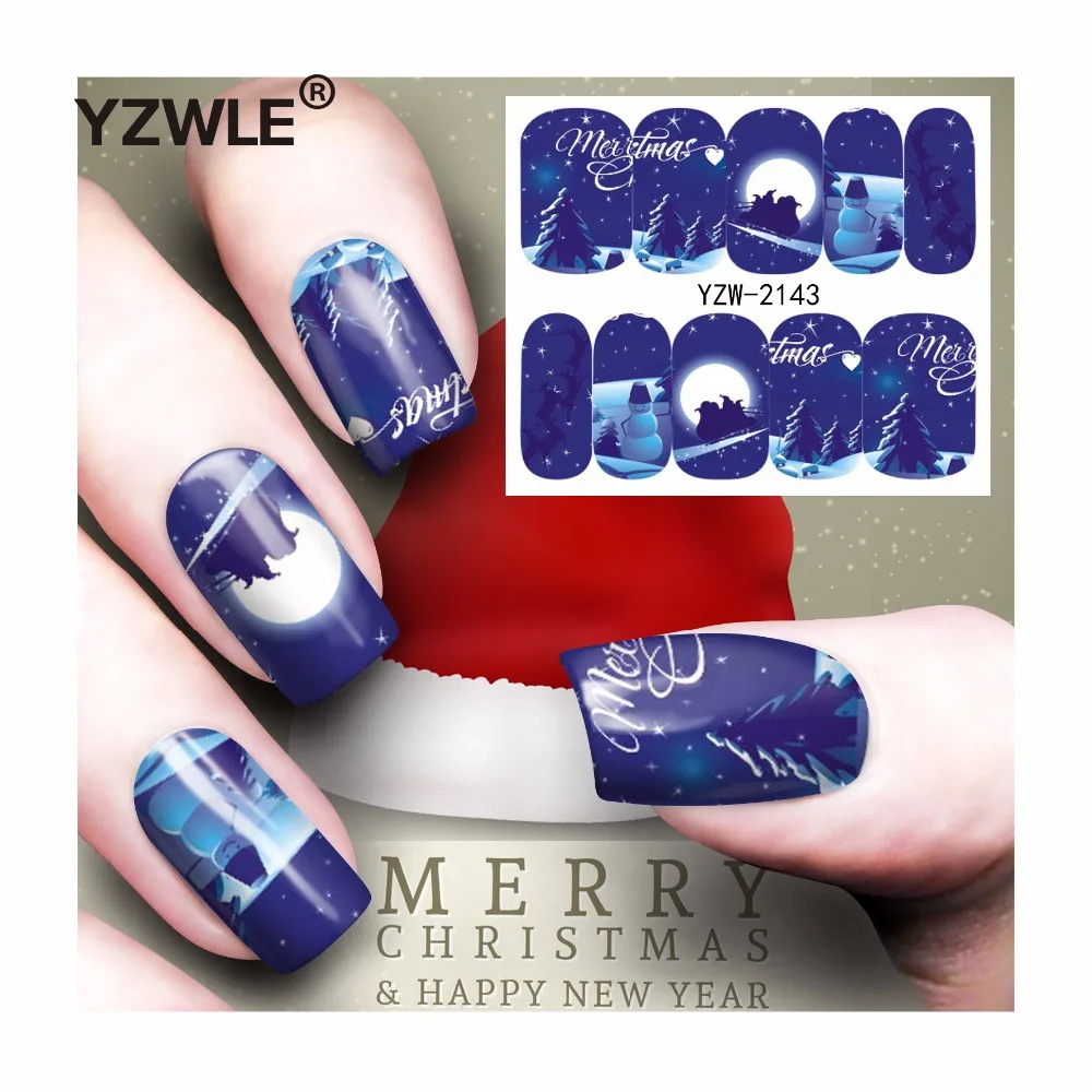 

YZWLE 1 Sheet Christmas Design DIY Decals Nails Art Water Transfer Printing Stickers Accessories For Manicure Salon (YZW-2143)