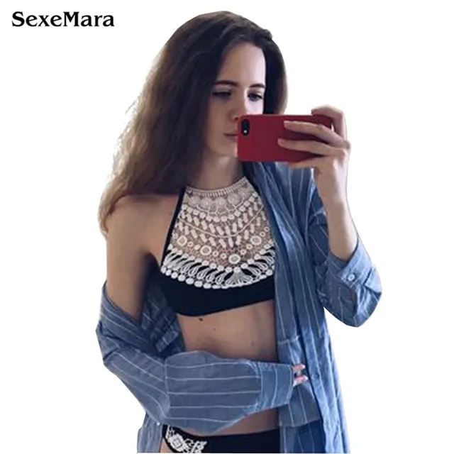 Cheap High Neck 2018 Women Mesh Bikinis Swimsuits Mesh Sexy Push up Halter Bikini Set Swimwear Female Bathing Suits Beachwear Biquini Cheap High Neck 2018 Women Mesh Bikinis Swimsuits Mesh Sexy Push up Halter Bikini Set Swimwear Female Bathing Suits Beachwear Biquini