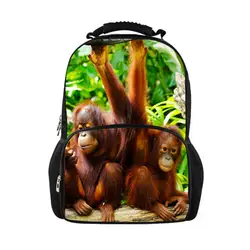 Forudesigns Повседневное 3D животных Детская школа Рюкзаки дорожная сумка зоопарк орангутанг рюкзак, с милой обезьянкой Bagpack больше Для мужчин