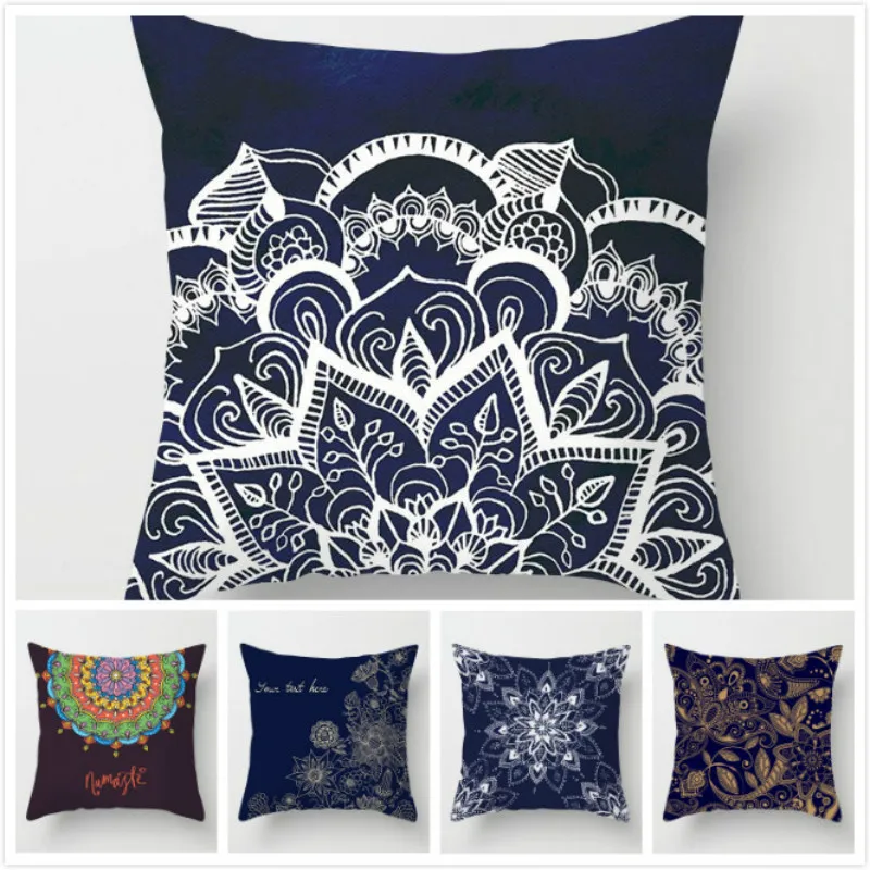 

RULDGE 1PC Mandala Polyester Cushion Cover Bohemian Geometric Pillow Case Home Decorative Pillow Cover For Sofa Car