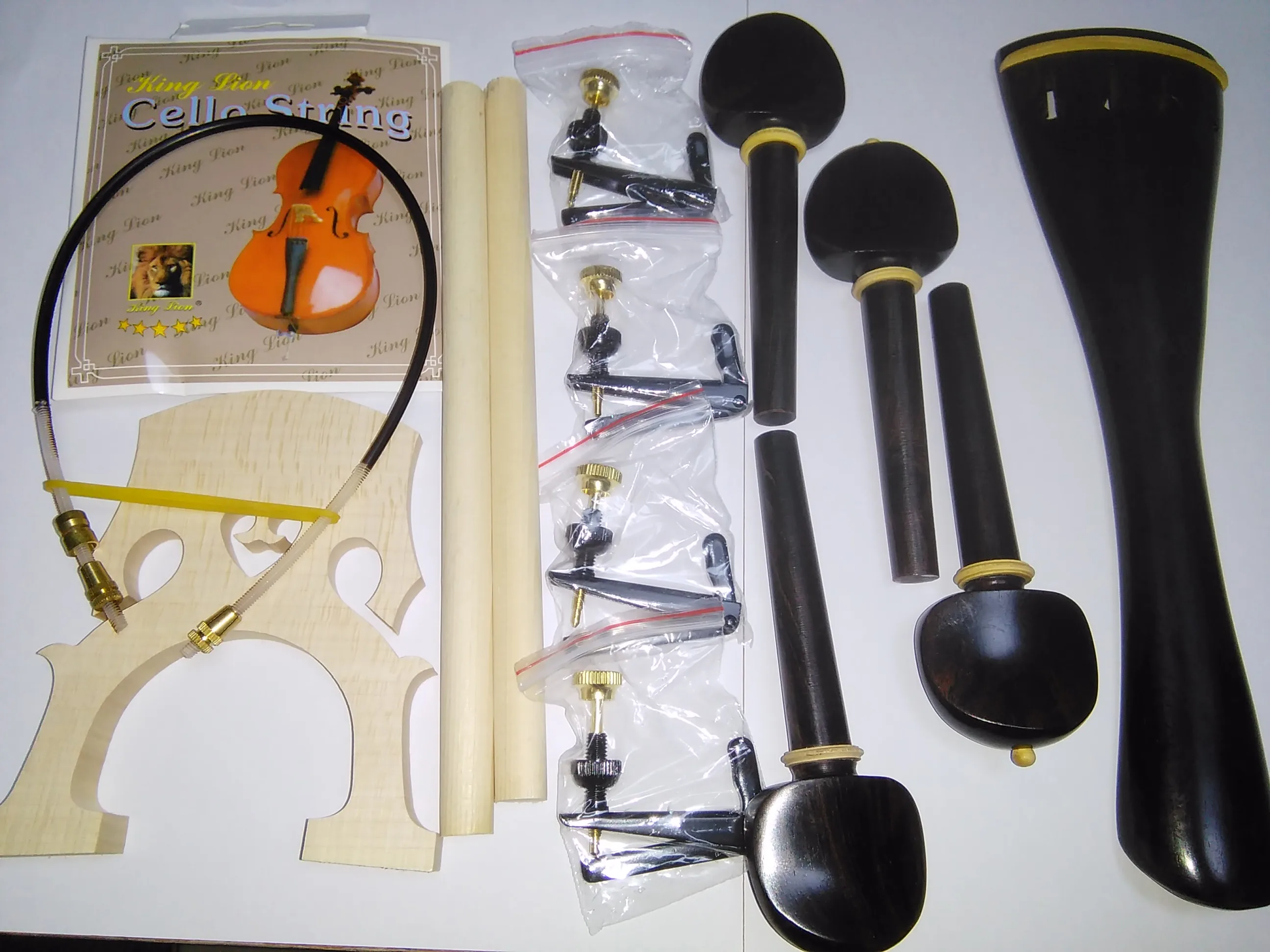 1 Set Ebony Cello Parts With String Gut Sound Post Cello Tuner Gut All 4/4 Violin Parts