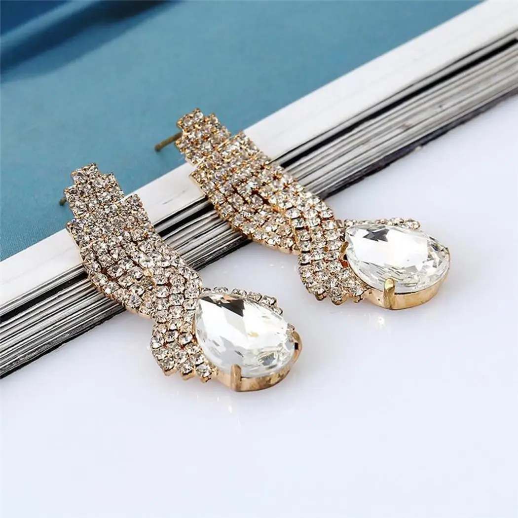 

Women Fashion Artificial Stone Water Drop Hook Pierced Casual White,Red,Green,Blue 11g Dangle Earrings