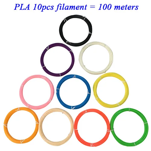 Нить накаливания для 3D Ручки 1,75 мм ABS/PLA 20 различных цветов для 3D печати ручки проволочный стержень 3D линейный - Цвет: 10pcs PLA filaments
