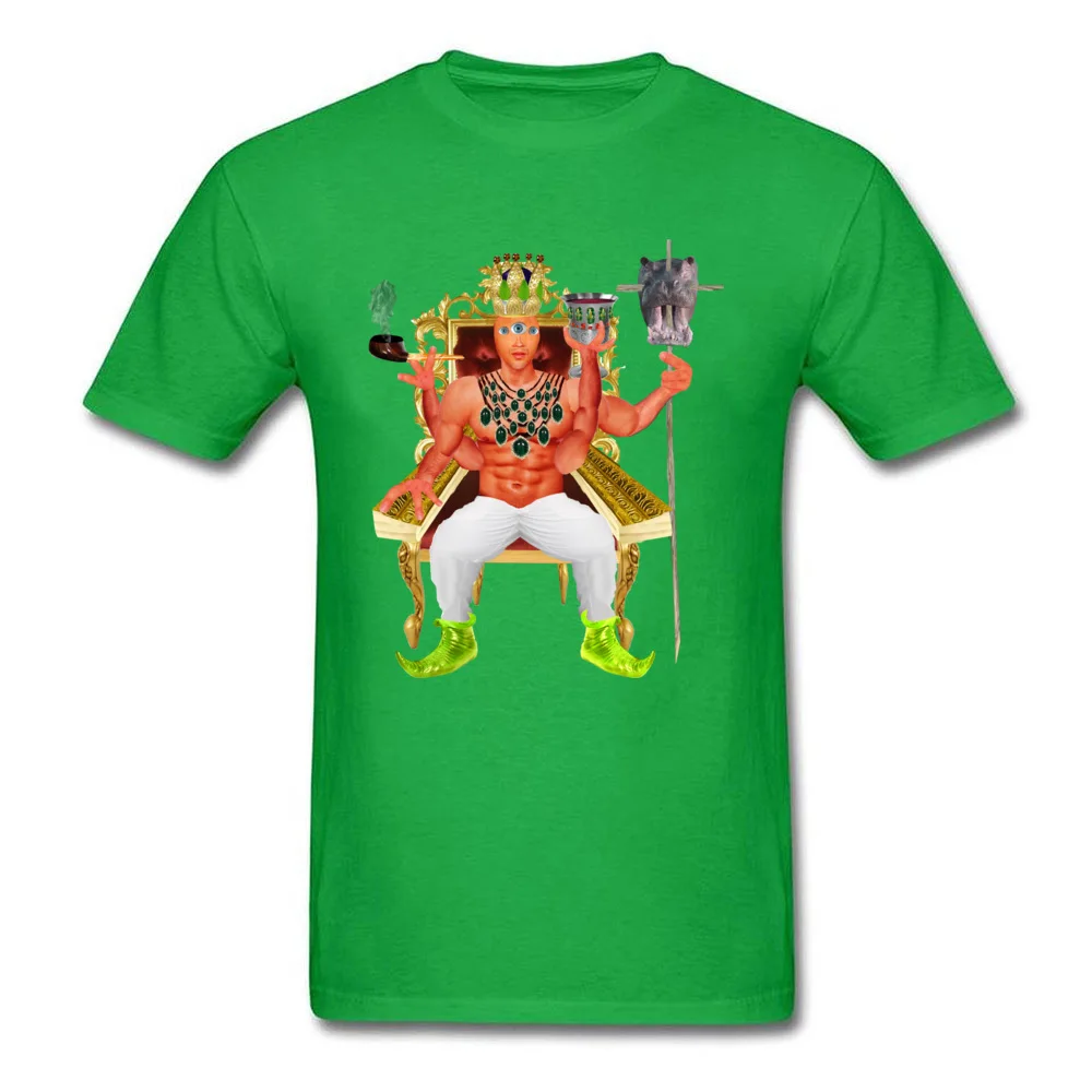 Popular Psychedelic Third Eye King T Shirts Round Collar Cotton Fabric Men's Tops Shirts Short Sleeve Summer Fall Clothing Shirt Psychedelic Third Eye King green