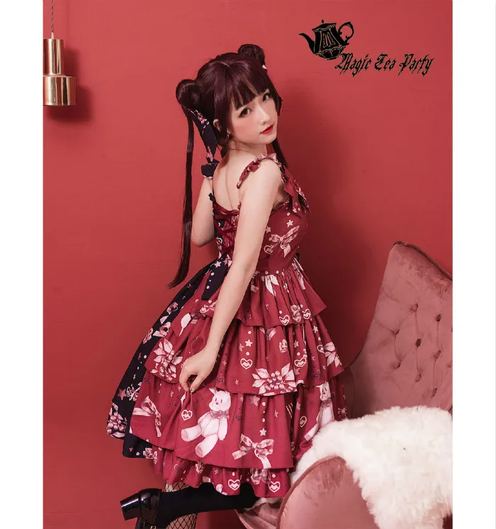 Шоколадный Банни~ панк контрастного цвета печатных Лолита JSK платье волшебного чая вечерние~ предзаказ