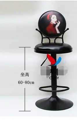 Европейский классический античный Железный арт барный стул подъем к спине поворотный современный простой бар stool001