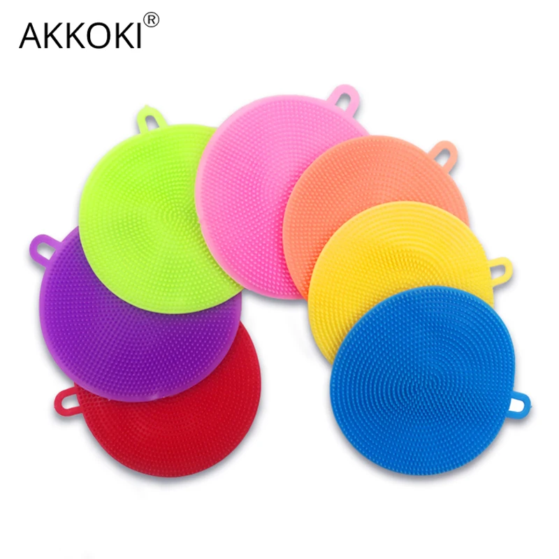 

Silicone Dish Washing Brush Bowl Pot Pan Wash Cleaning Brushes Kitchen Cooking Tool Cleaner Sponges Scouring Pads Bottle Holder