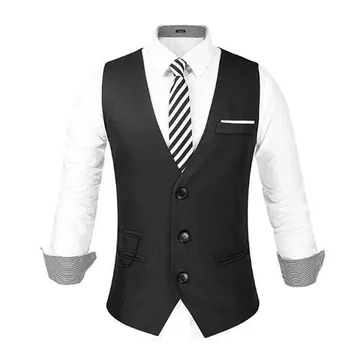 

Autumn and winter Amazon men's pocket chain Slim business men's single-breasted sleeveless suit vest