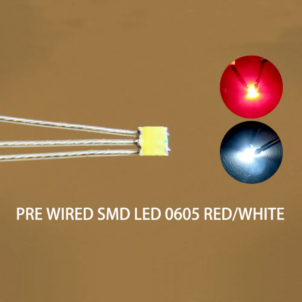 Lot De 10 LEDs CMS 605 Blanc Ton Chaud/rouge Câblées Avec Fils émaillés - Foto 3