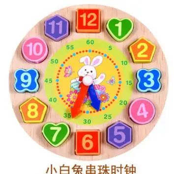 Деревянные 12 Количество игрушечные часы Детские Красочные головоломки цифровые геометрические часы развивающие игрушечные часы высокого качества для детей B278 - Цвет: rabbit