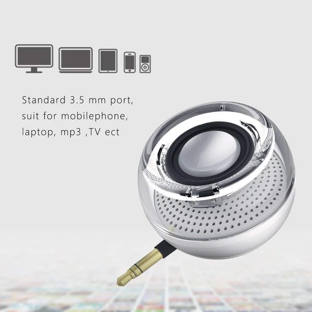 

Silicone Audio Microphone For Phone Tablet Powerful Automatic Crystal Sound Aux Wireless Round Shape HIFI Portable Mini Speaker