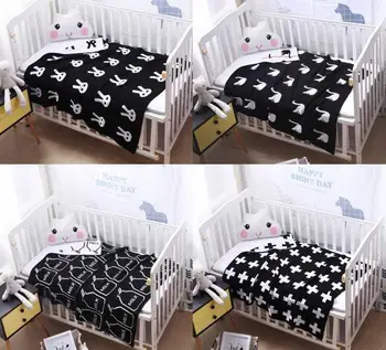 

110x90cm swan/rabbit/cloud black white 100% cotton dobby knitted blanket kids thread blanket throw swaddle baby nap cover kids