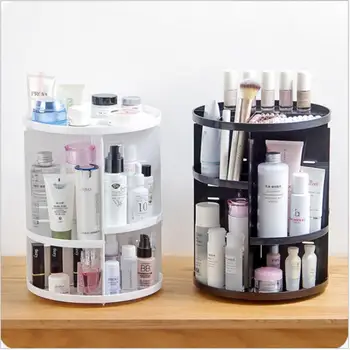 

360 Rotating Makeup Organizer Storage Box Adjustable Plastic Cosmetic Brushes Lipstick Holder Make Up Jewelry Container Stand