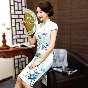 

SHENG COCO Elegant Oriental Style Qipao Lady Cheongsam Satin Dress Printing Qipao Dresses New Hot Sale China Short Vestidos 3XL